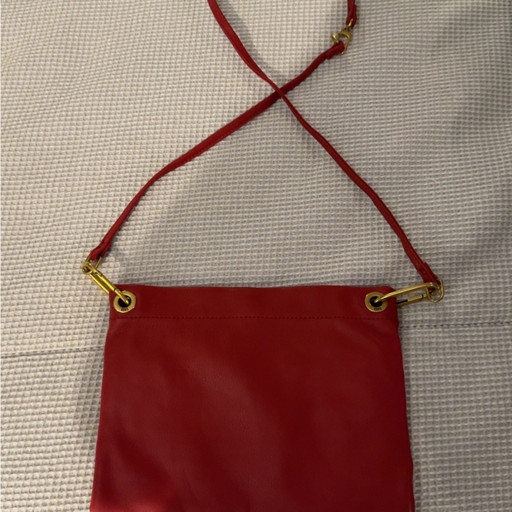 HOBO Red Crossbody Bag with Gold Accents